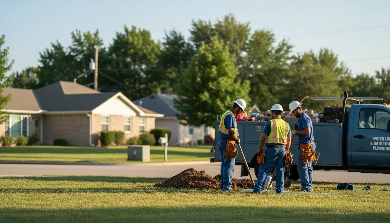Residential water line and bathroom plumbing service in Parker, KS